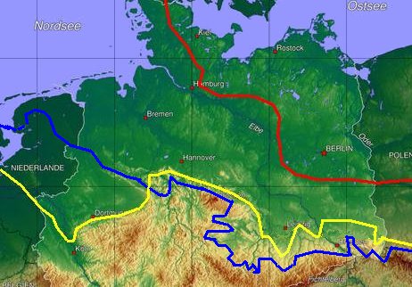 Die letzten Kaltzeiten in Norddeutschland (Quelle Wikipedia, GNU-Lizenz)